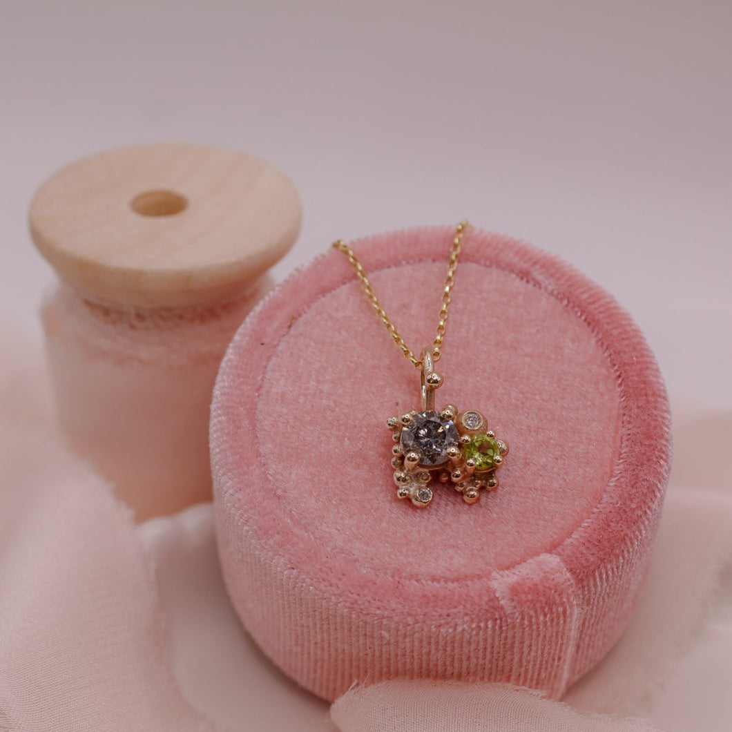 Diamond and Peridot Granulated Pendant